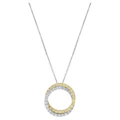 Natürlicher gelber runder und weißer Diamant 1.24 Karat TW Gold-Tropfen-Anhänger