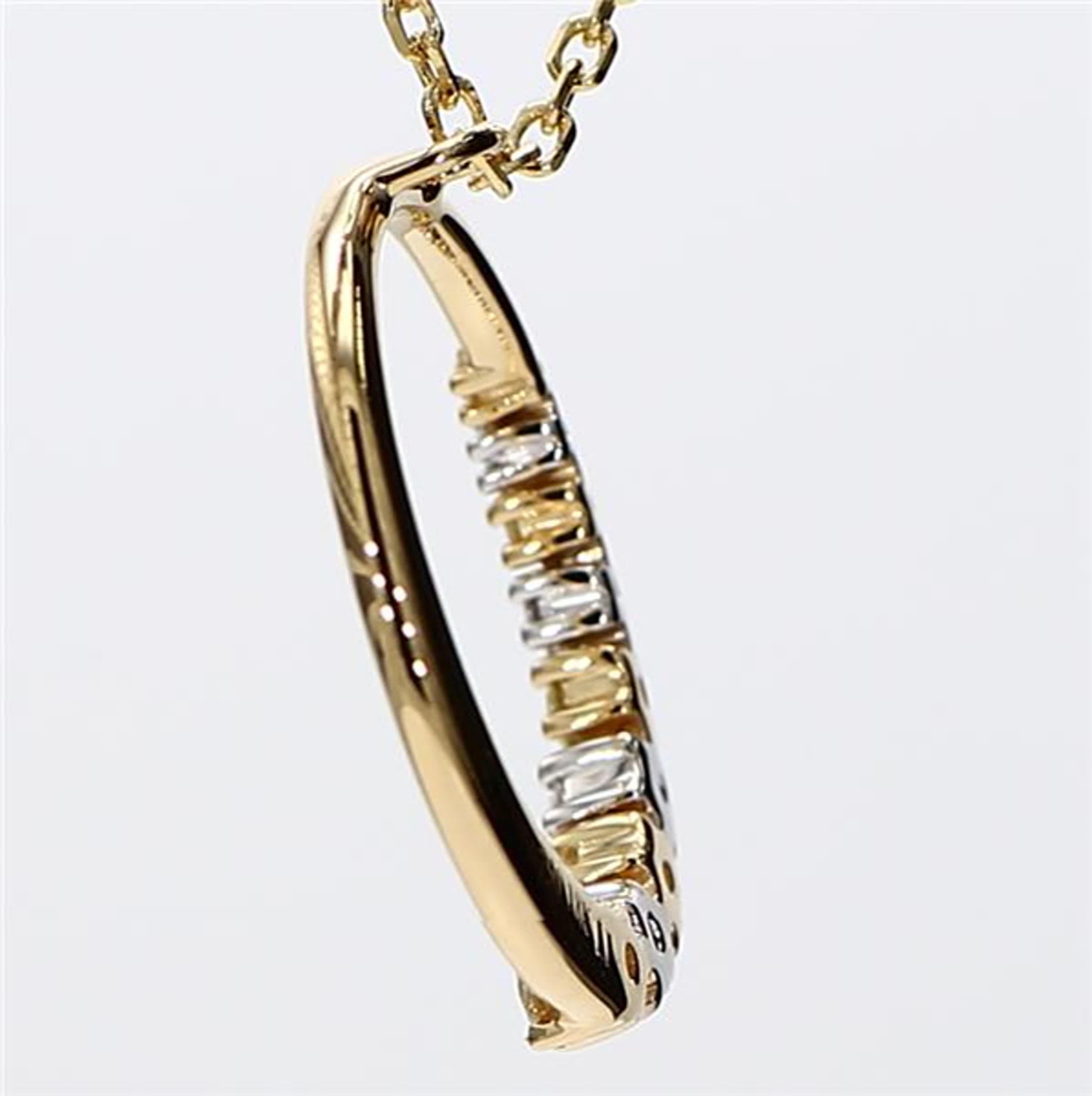 Round Cut Natural Yellow Round and White Diamond .32 Carat TW Gold Circle Pendant For Sale
