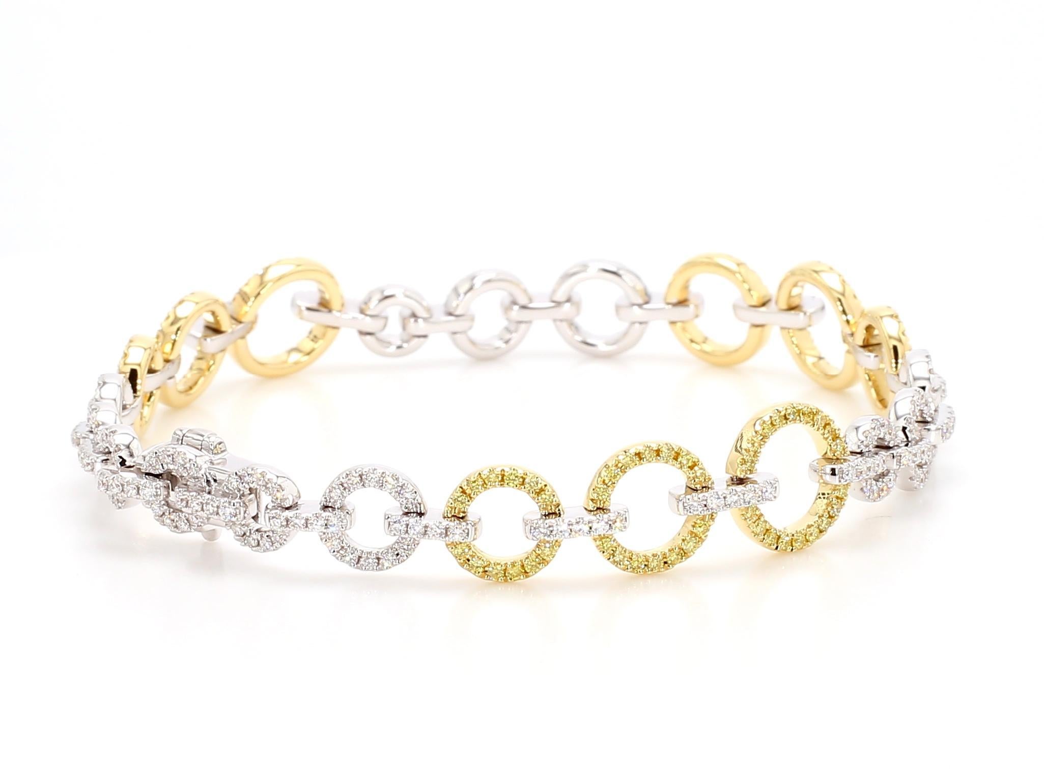 Pulsera de tenis de oro amarillo natural redondo y diamante blanco de 1.65 quilates TW Contemporáneo en venta