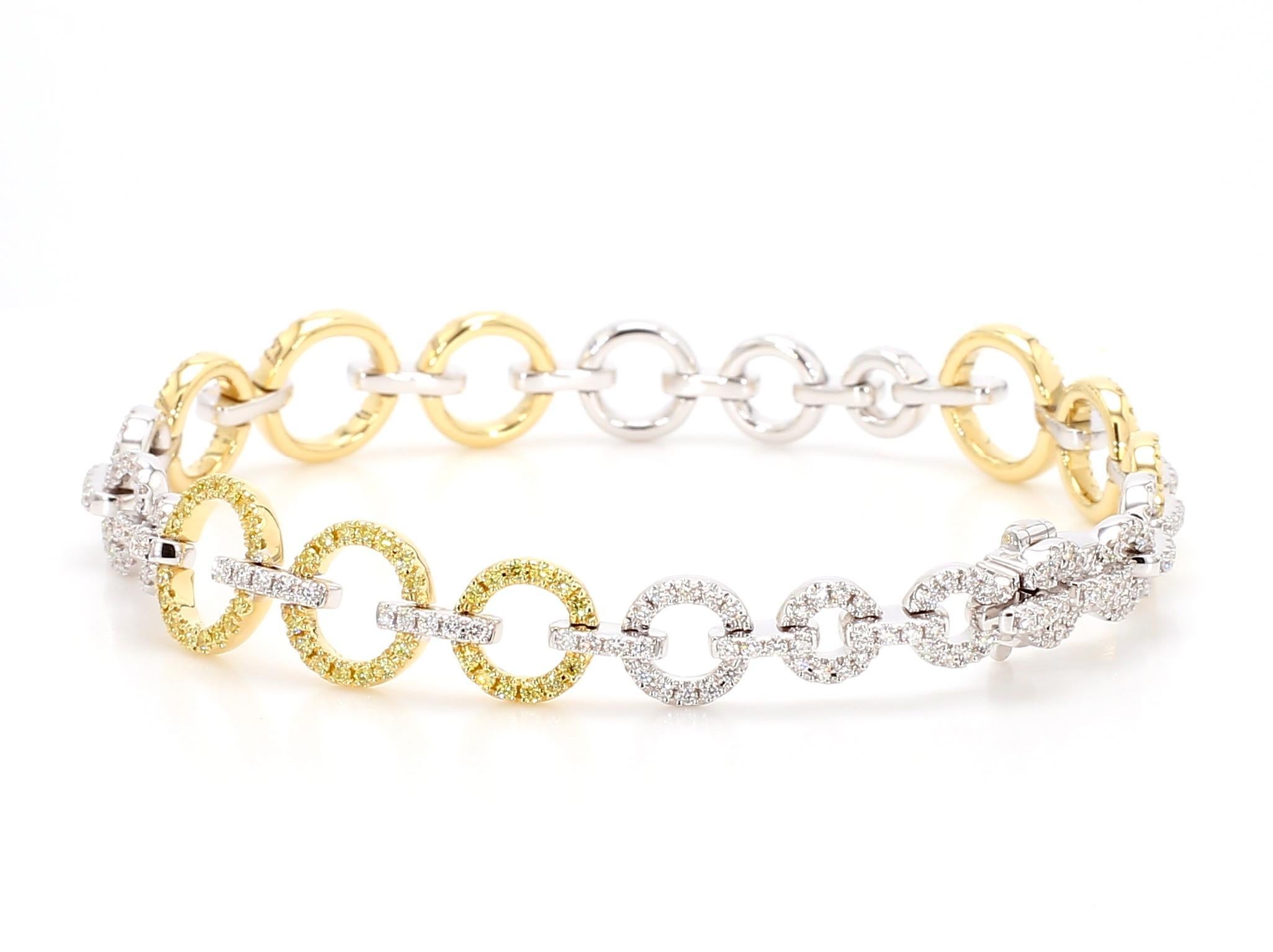 Pulsera de tenis de oro amarillo natural redondo y diamante blanco de 1.65 quilates TW Corte redondo en venta