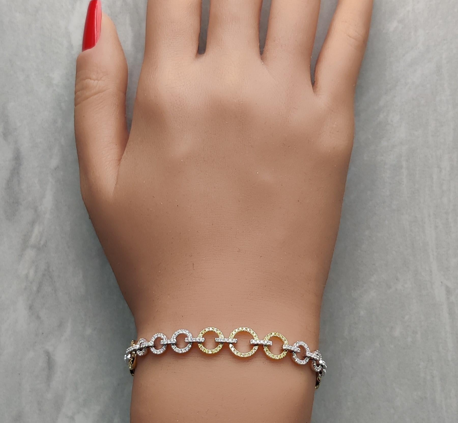 Pulsera de tenis de oro amarillo natural redondo y diamante blanco de 1.65 quilates TW en Nuevo estado para la venta en New York, NY