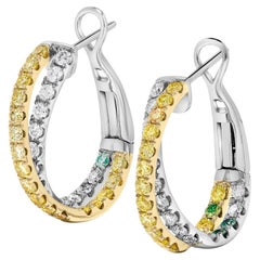 Boucles d
oreilles en or ornées de diamants blancs et ronds de couleur naturelle jaune 1.71 carat TW