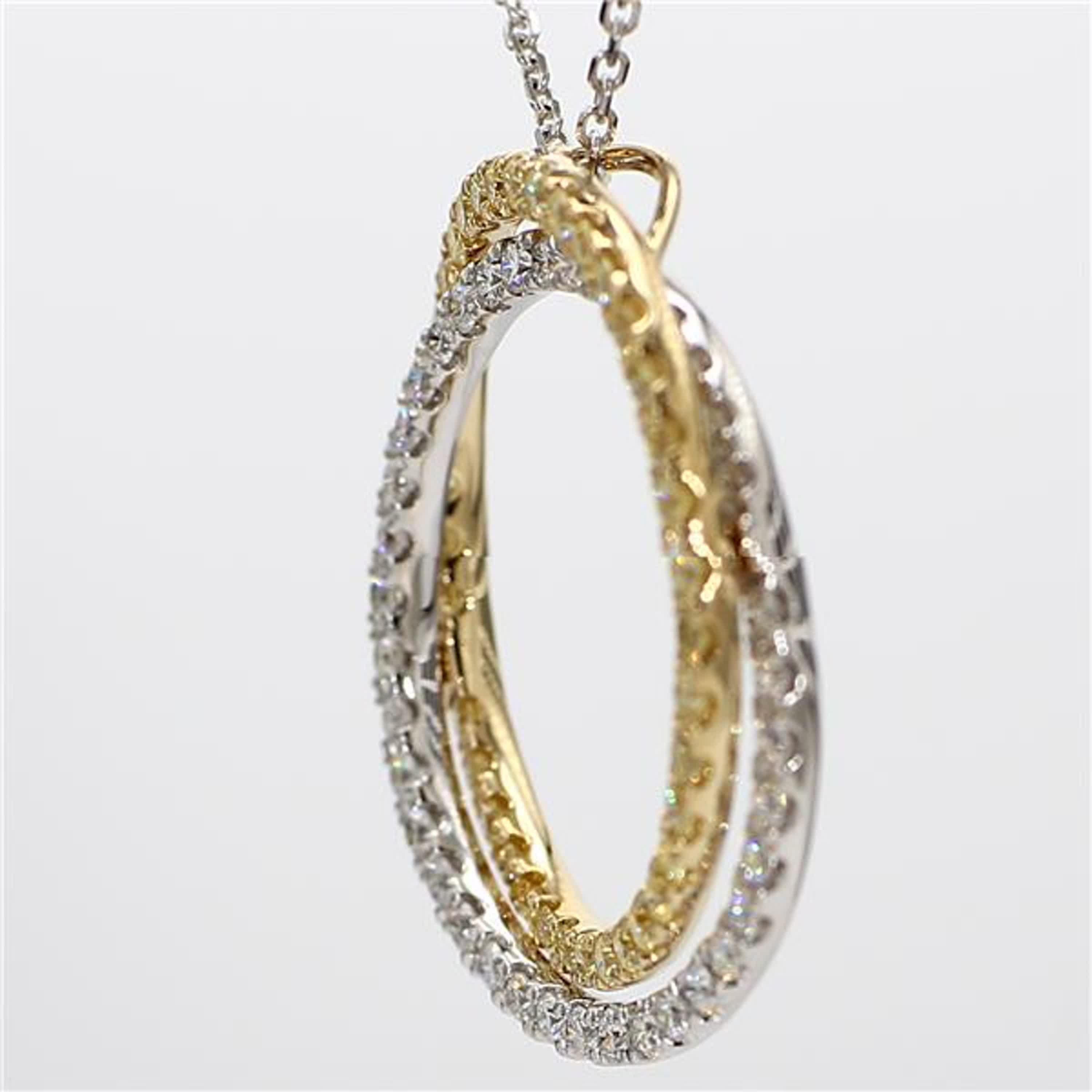 Contemporary Natural Yellow Round and White Diamond 1.97 Carat TW Gold Circle Pendant For Sale