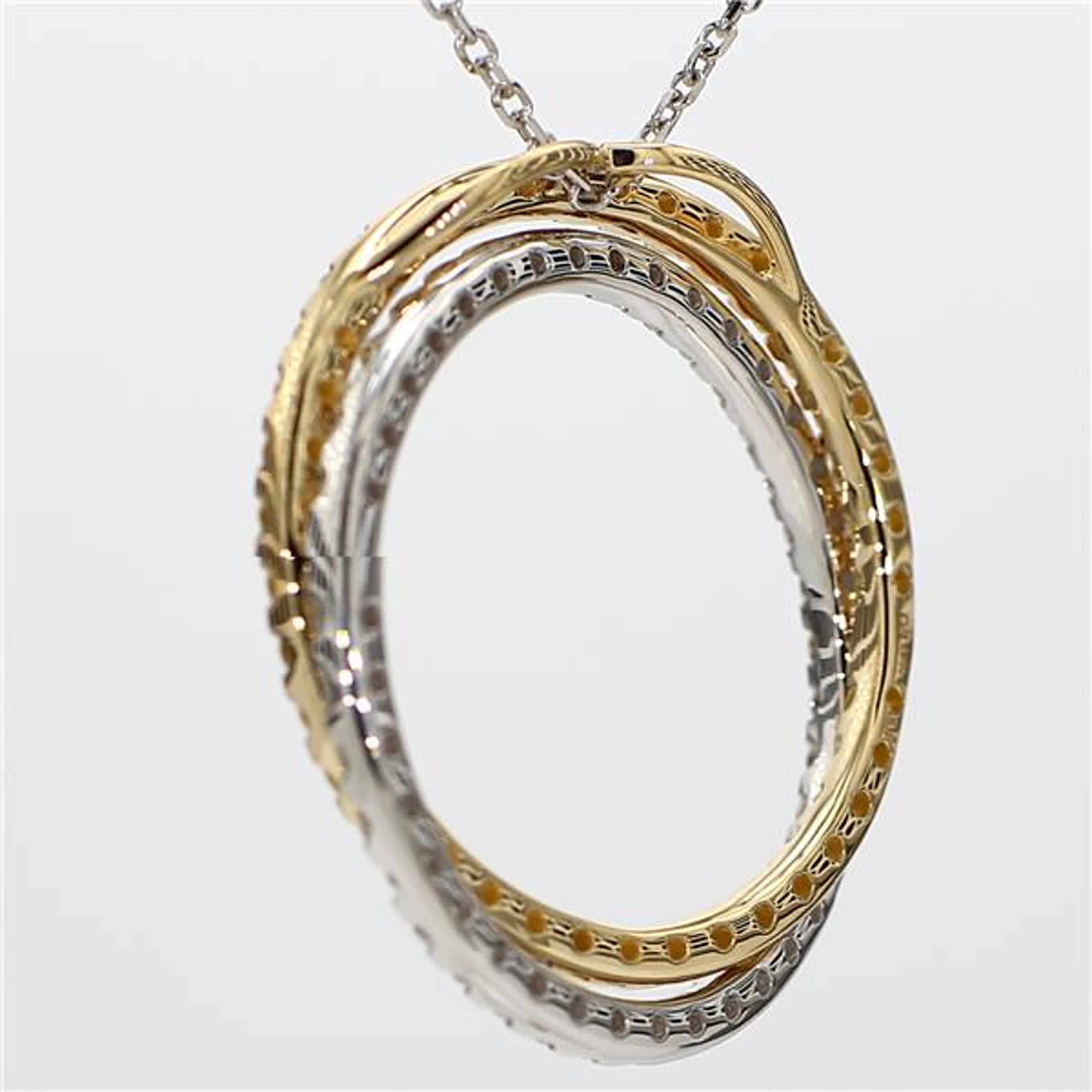 Round Cut Natural Yellow Round and White Diamond 1.97 Carat TW Gold Circle Pendant For Sale