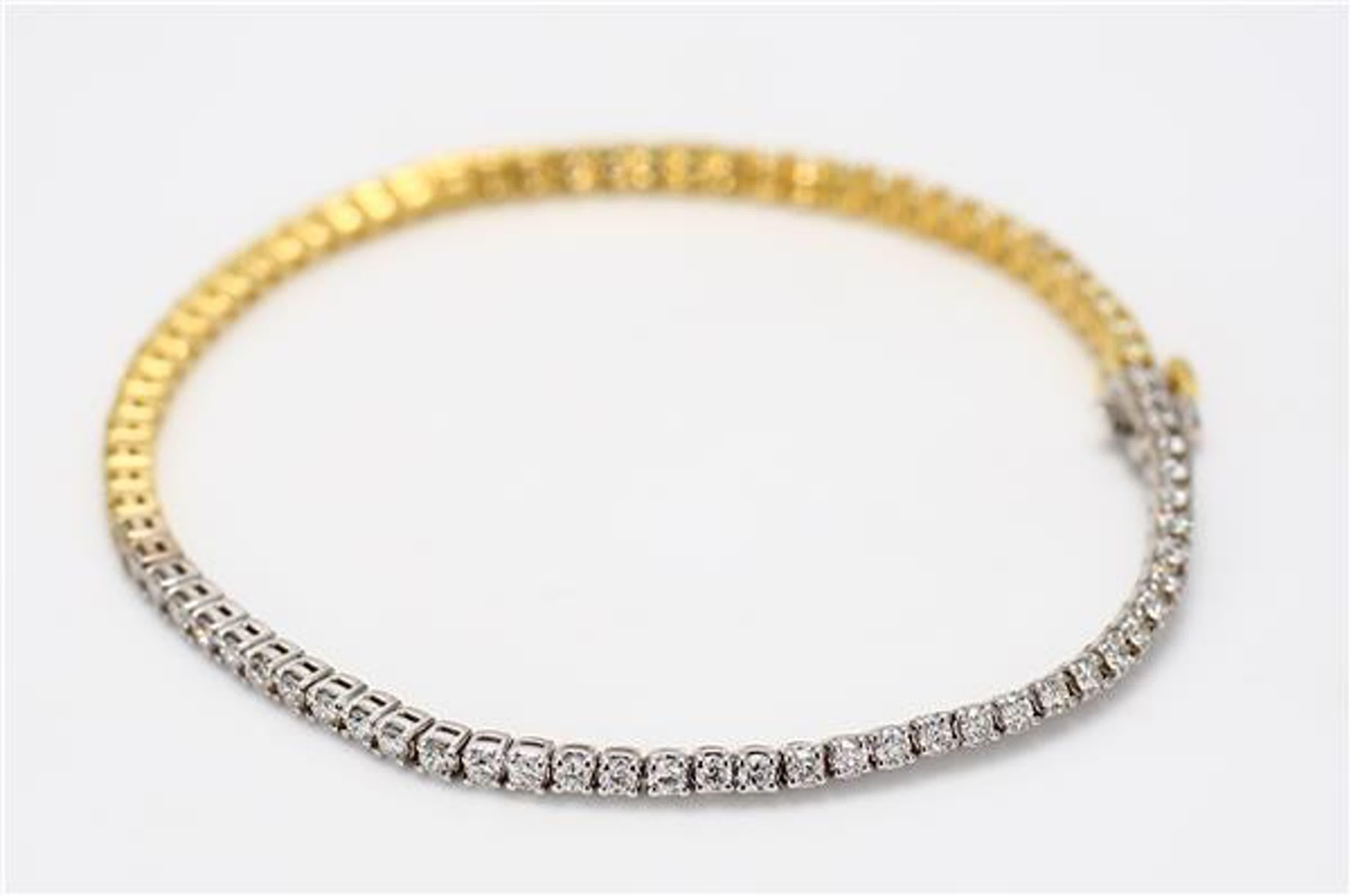 Contemporain Bracelet tennis en or jaune naturel, diamants ronds et blancs de 2.03 carats poids total en vente