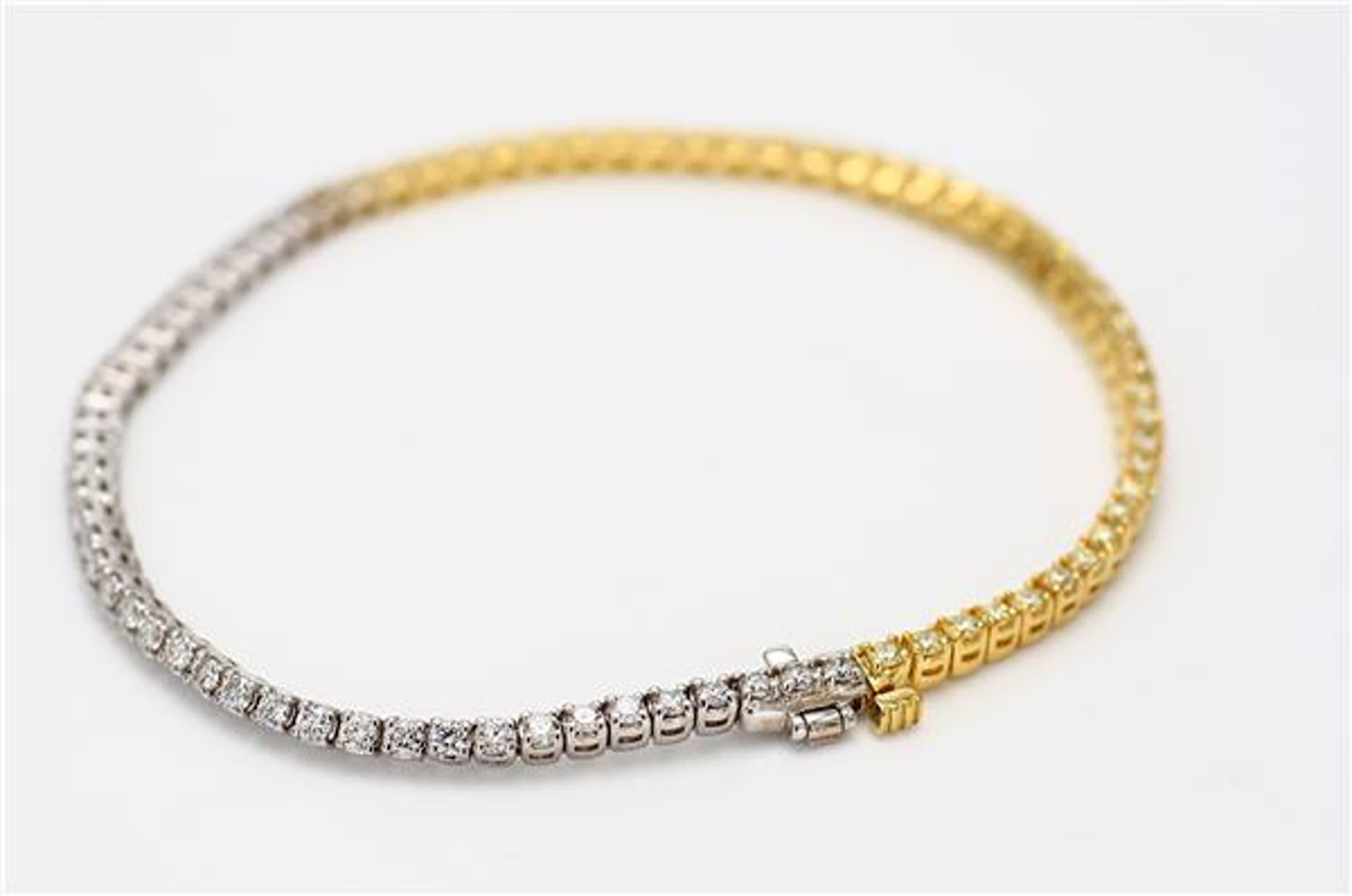 Taille ronde Bracelet tennis en or jaune naturel, diamants ronds et blancs de 2.03 carats poids total en vente