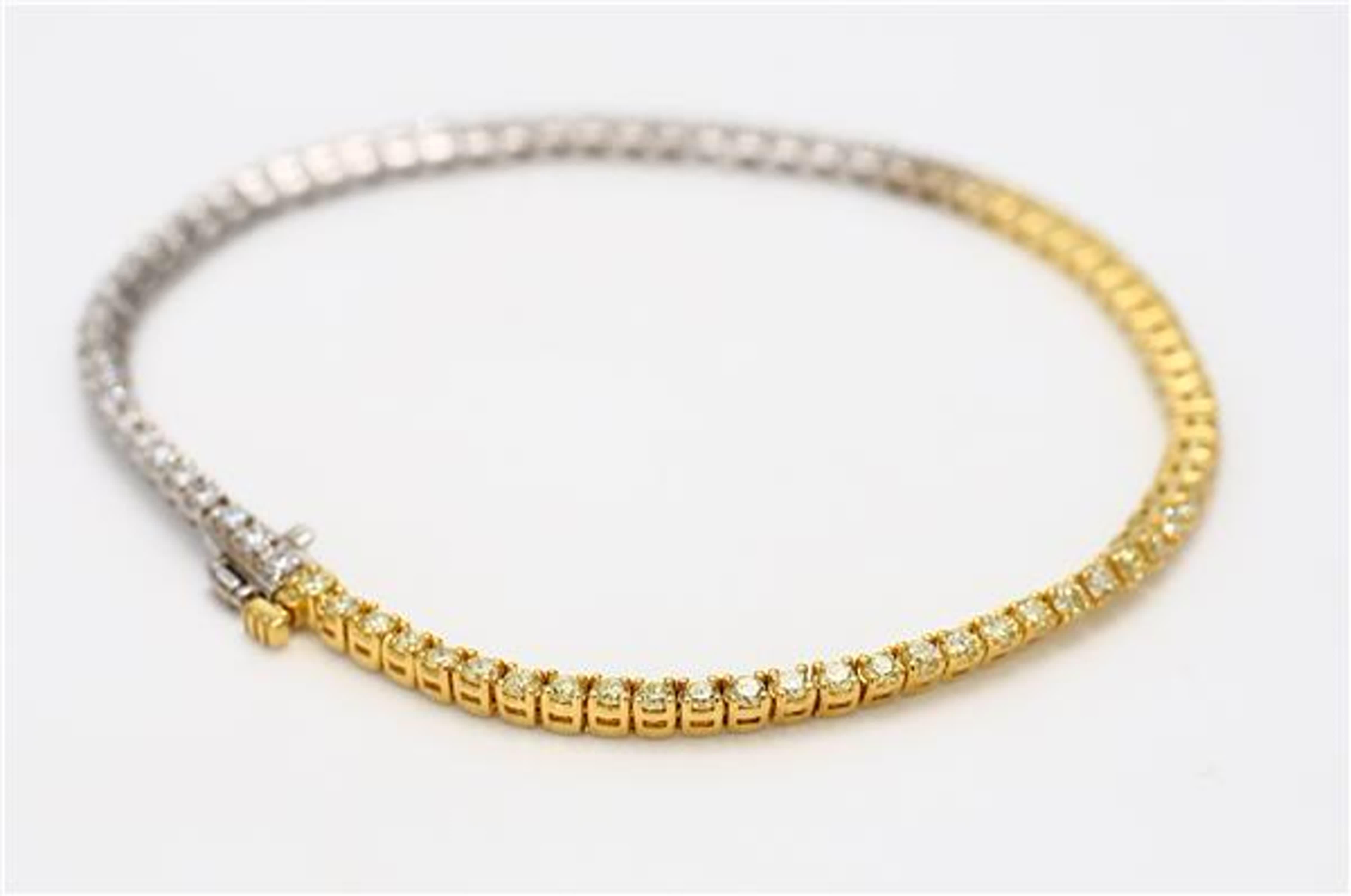 Natural Yellow Round and White Diamond 2.03 Carat TW Gold Tennis Bracelet In New Condition For Sale In New York, NY