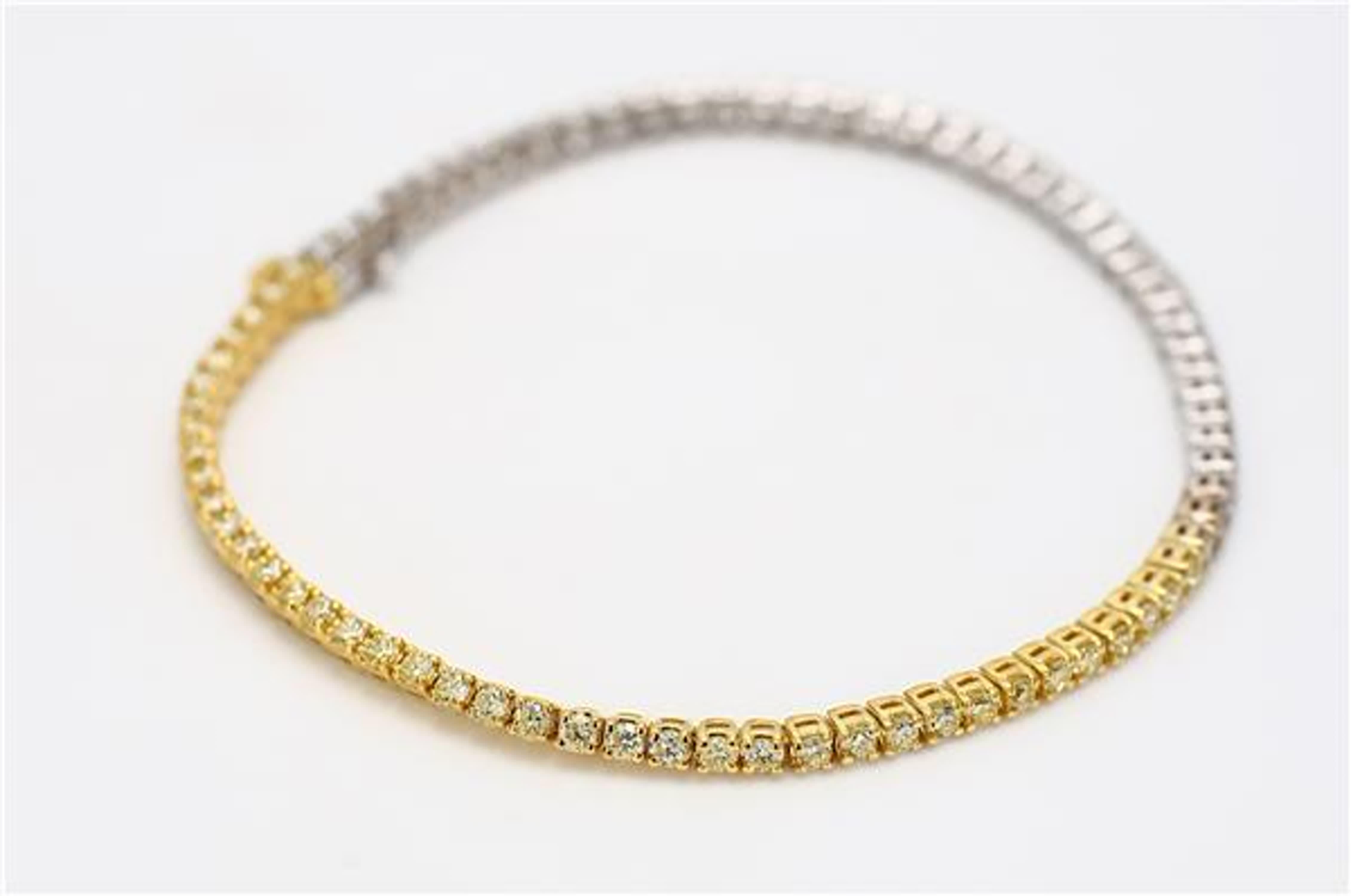 Women's Natural Yellow Round and White Diamond 2.03 Carat TW Gold Tennis Bracelet For Sale
