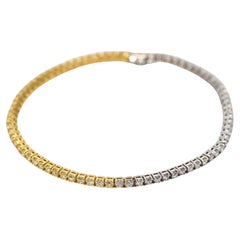 Natural Yellow Round and White Diamond 2.03 Carat TW Gold Tennis Bracelet
