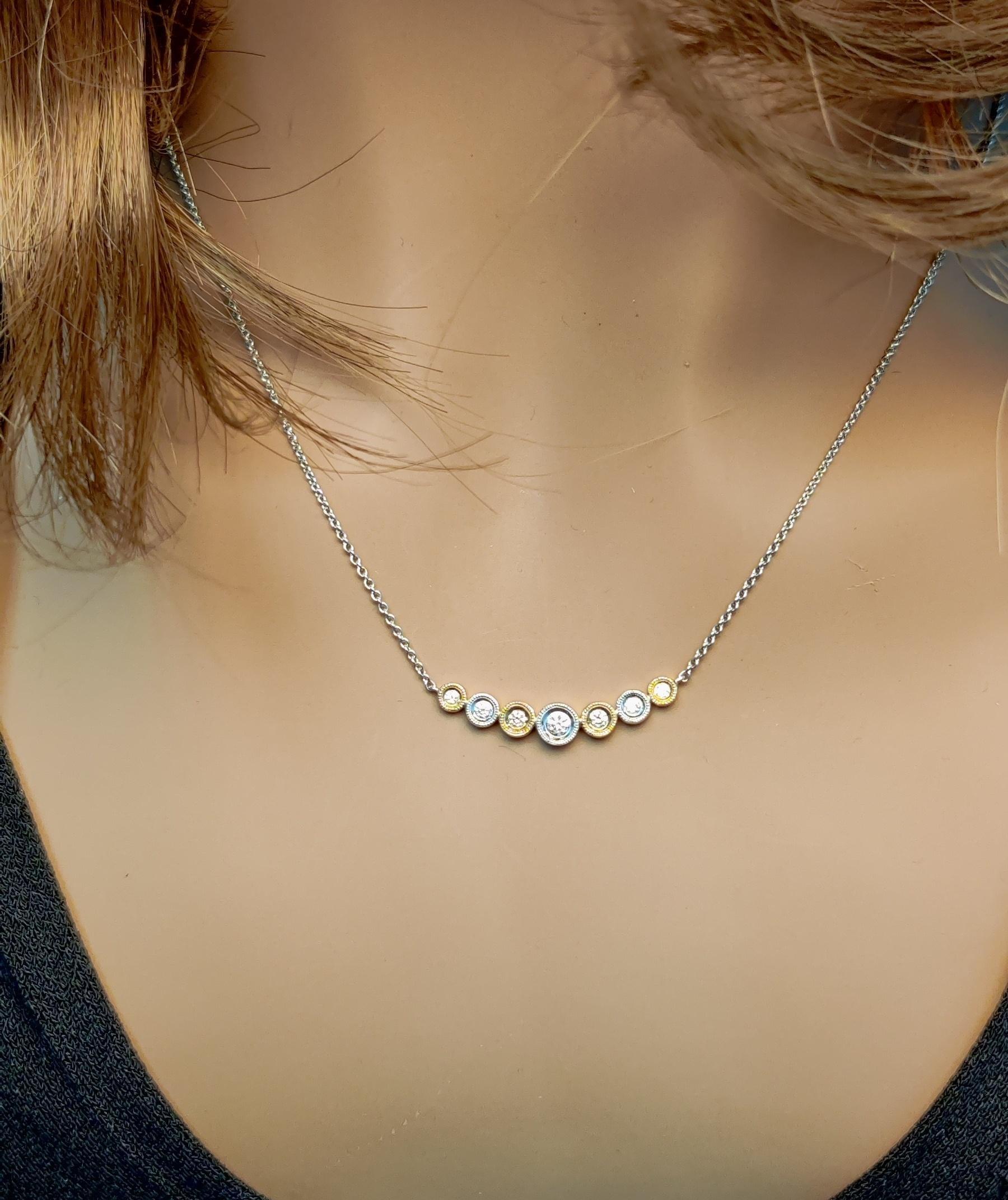 Collana in oro giallo naturale con diamanti bianchi e tondi da 21 carati TW In condizioni Nuovo in vendita a New York, NY