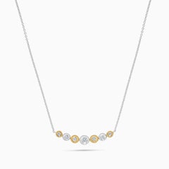 Natürlicher gelber runder und weißer Diamant .21 Karat TW Gold Halskette