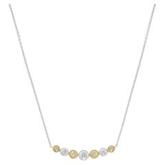 Natural Yellow Round and White Diamond .21 Carat TW Gold Necklace