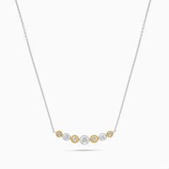 Natural Yellow Round and White Diamond .23 Carat TW Gold Necklace