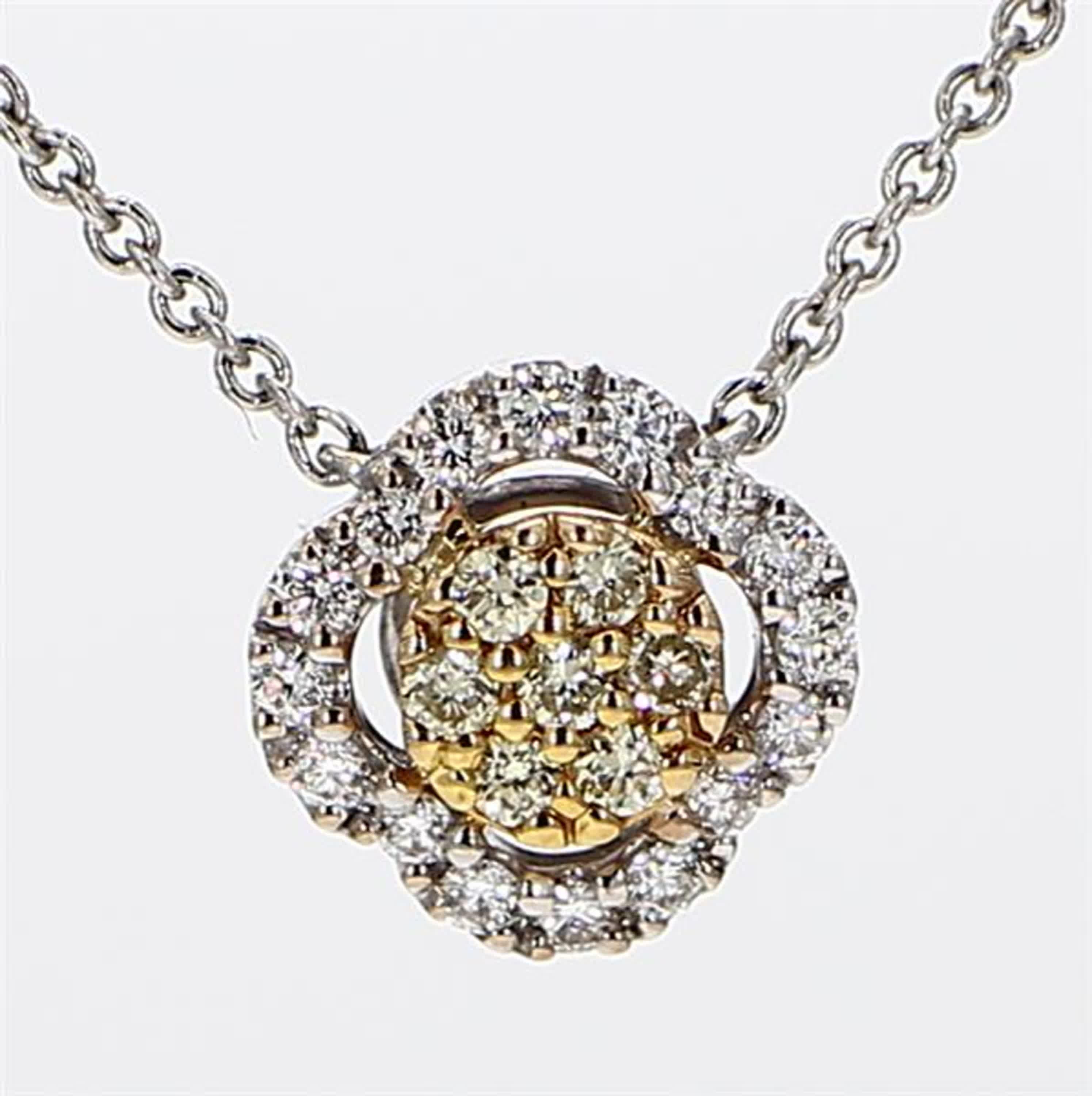 RareGemWorld's classic diamond necklace. Mounted in a beautiful 14K Yellow and White Gold setting with natural round yellow diamond melee complimented by natural round white diamond melee. This necklace is guaranteed to impress and enhance your