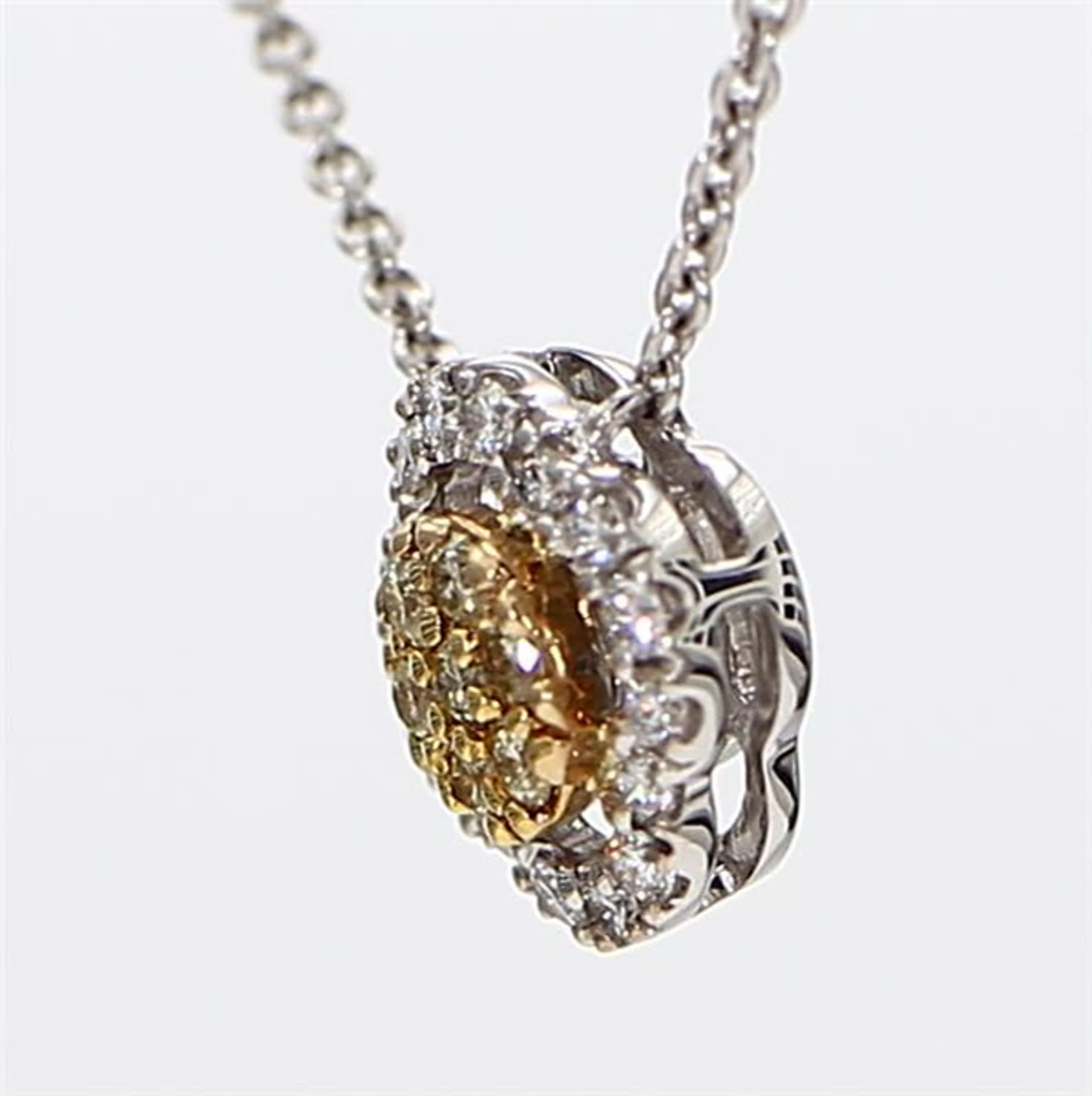 Contemporary Natural Yellow Round and White Diamond .25 Carat TW Gold Necklace