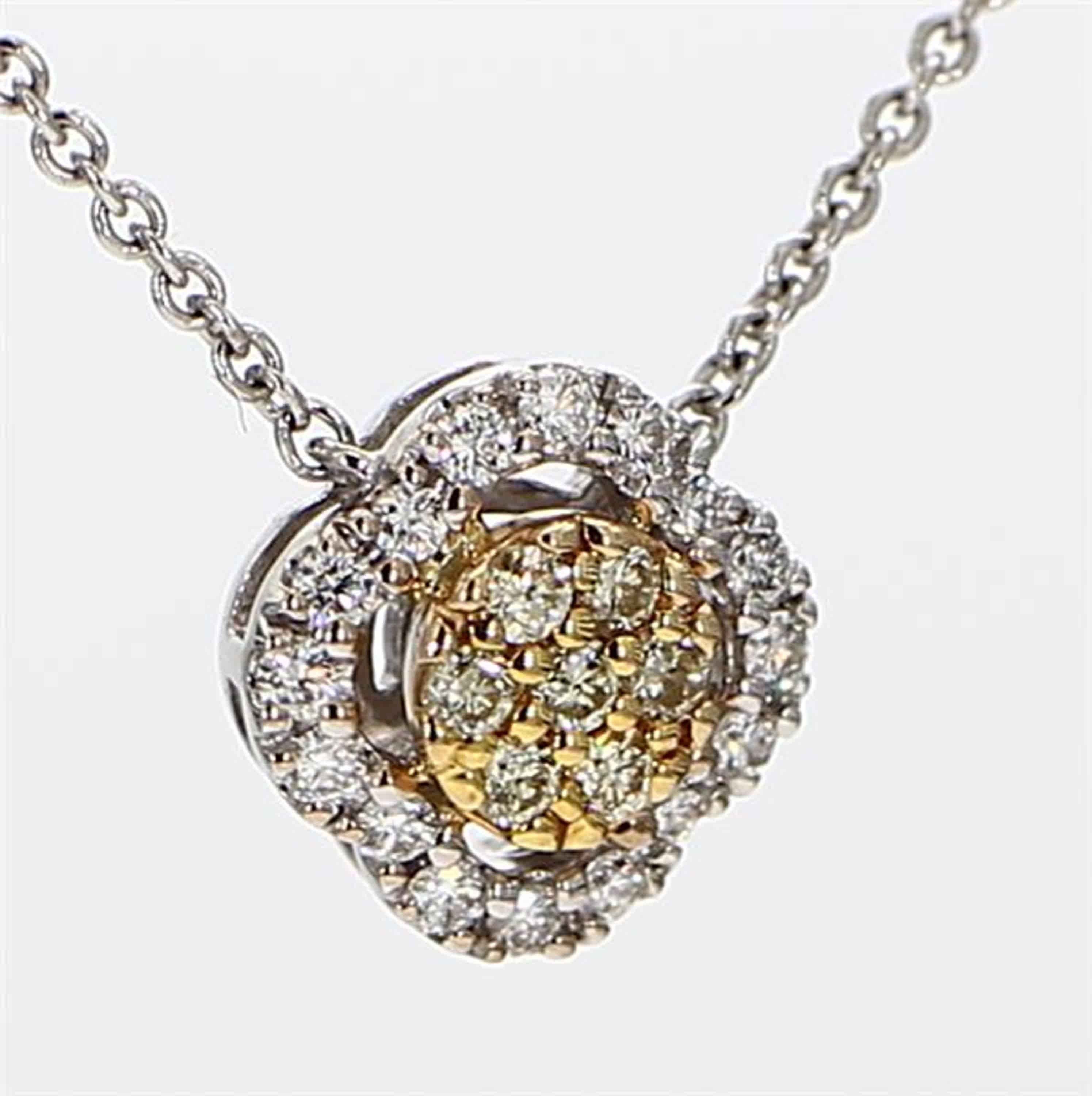 Natural Yellow Round and White Diamond .25 Carat TW Gold Necklace For Sale 1