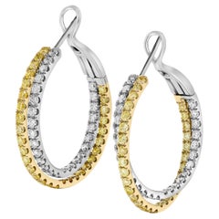 Natürliche gelbe runde und weiße Diamant 2,62 Karat TW Gold-Ohrringe