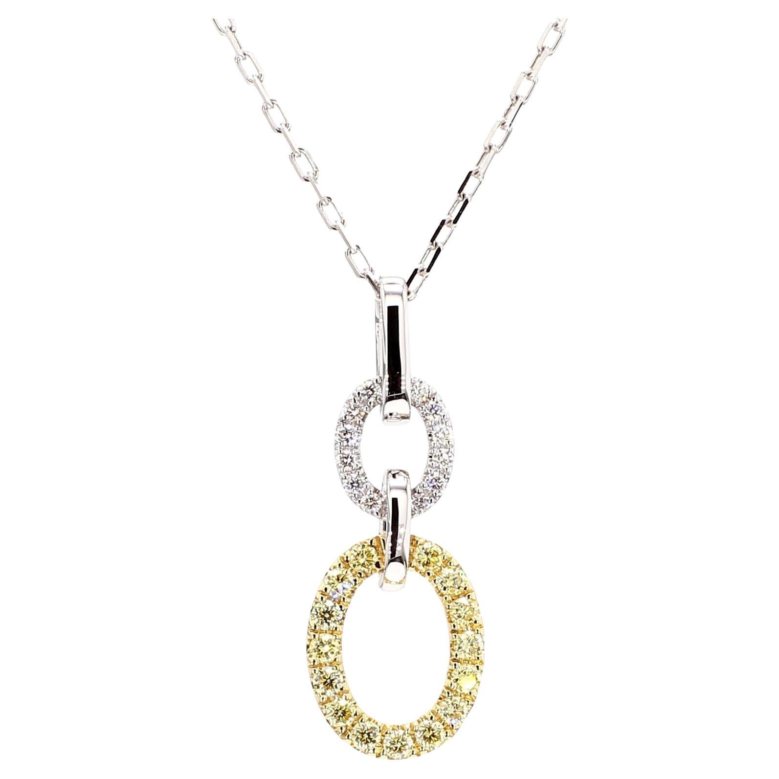 Ciondolo a goccia in oro con diamante giallo naturale e bianco da .31 carati TW