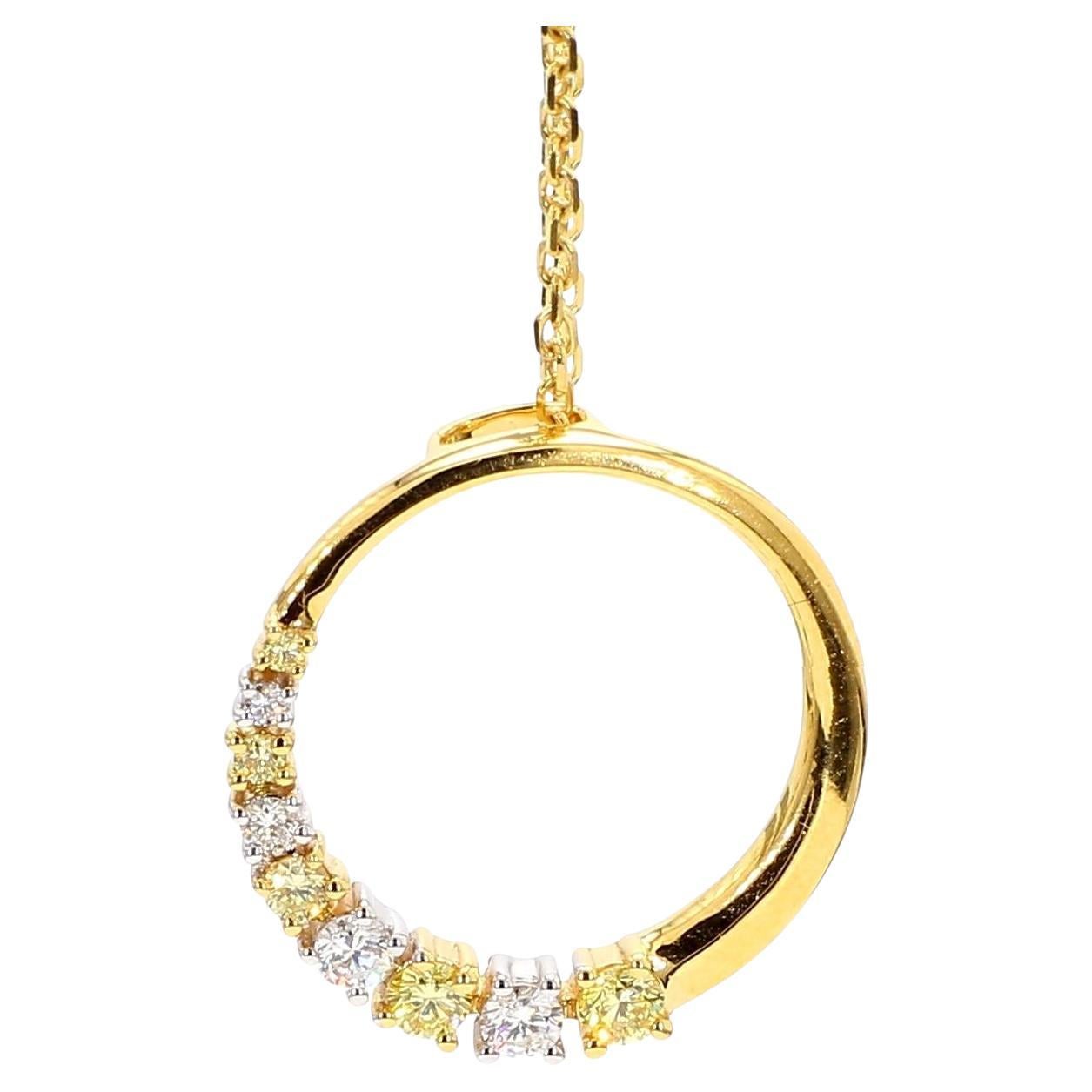 Pendentif en or avec diamant rond jaune naturel et diamant blanc de 32 carat TW