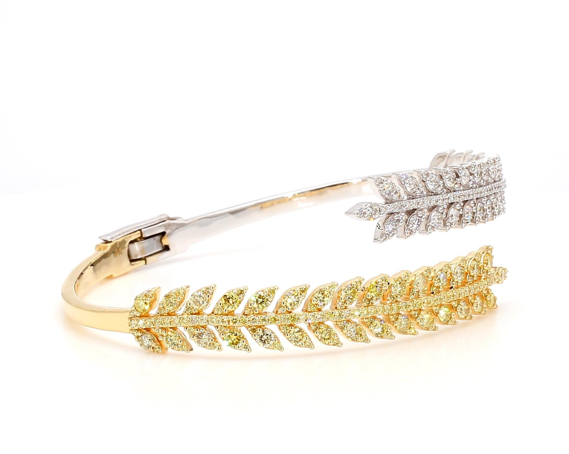 Brazalete de oro amarillo natural redondo y diamante blanco de 3.20 quilates TW Corte redondo en venta