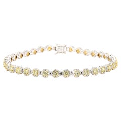 Tennisarmband, natürlicher gelber runder und weißer Diamant 3.27 Karat TW Gold