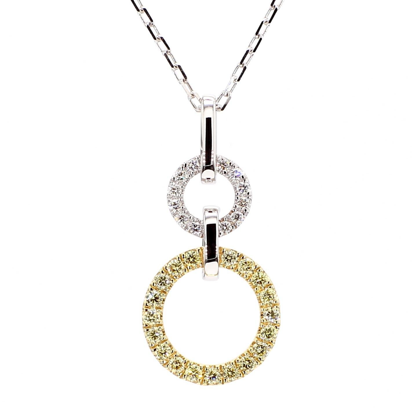 Contemporain Pendentif en or avec diamant rond jaune naturel et diamant blanc de 33 carat TW en vente