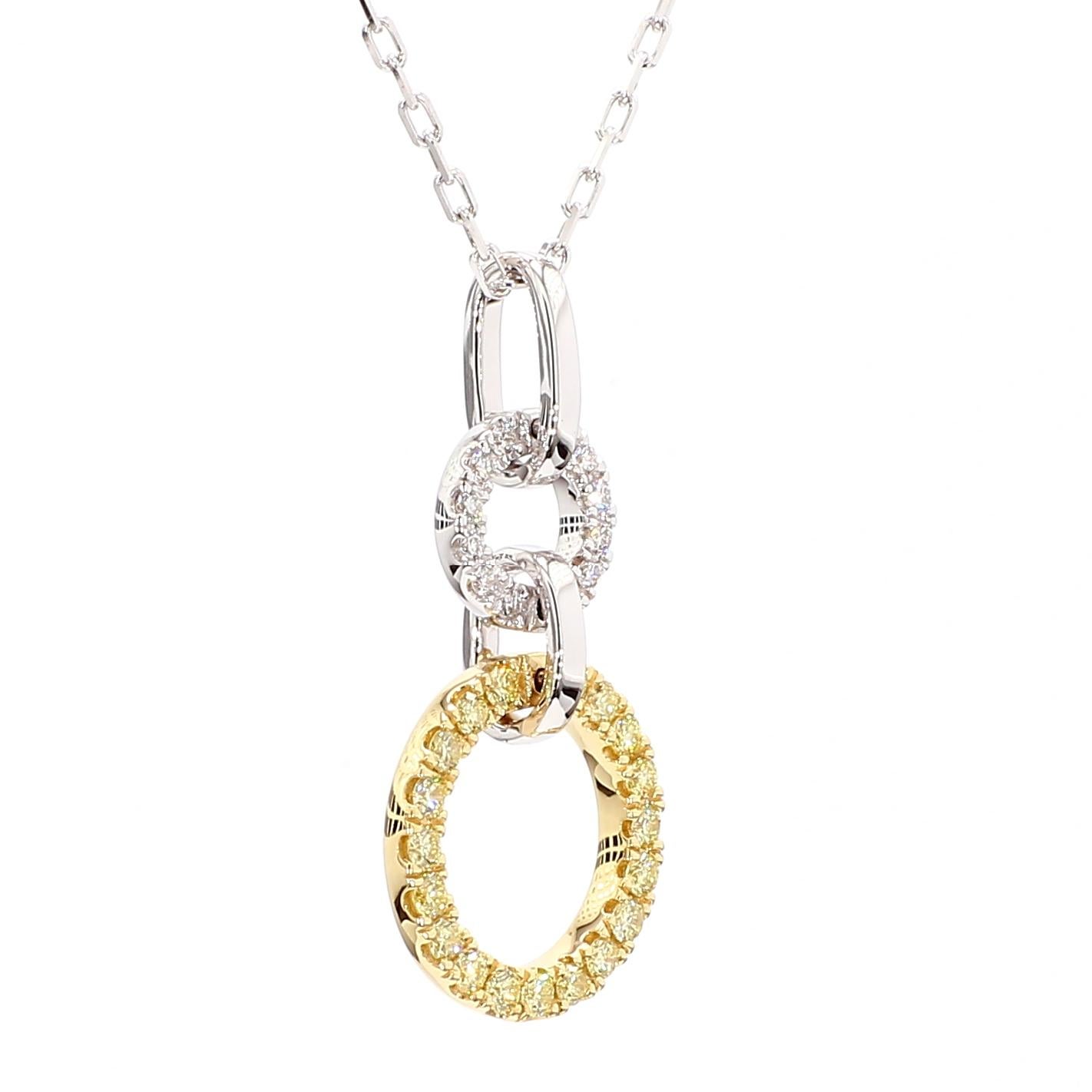 Taille ronde Pendentif en or avec diamant rond jaune naturel et diamant blanc de 33 carat TW en vente