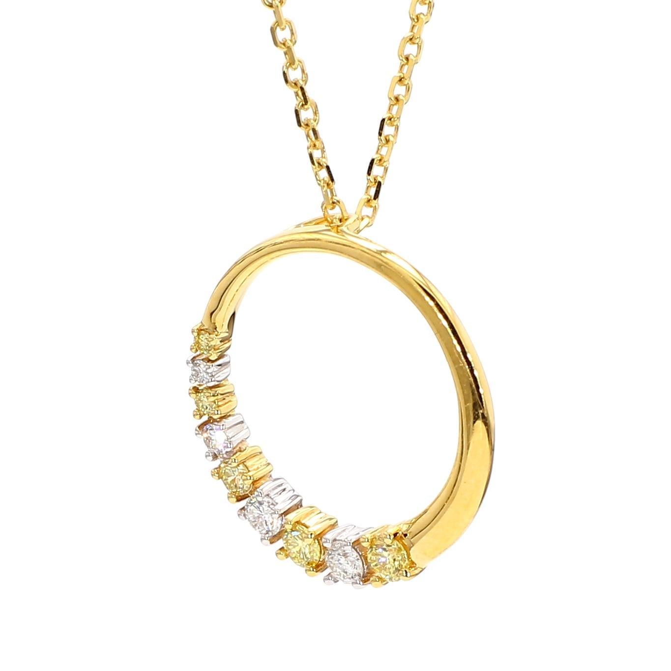 Ciondolo a goccia in oro con diamante giallo naturale e bianco da .33 carati TW in vendita 2