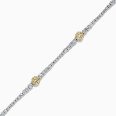 Natural Yellow Round and White Diamond 3.37 Carat TW Gold Bracelet