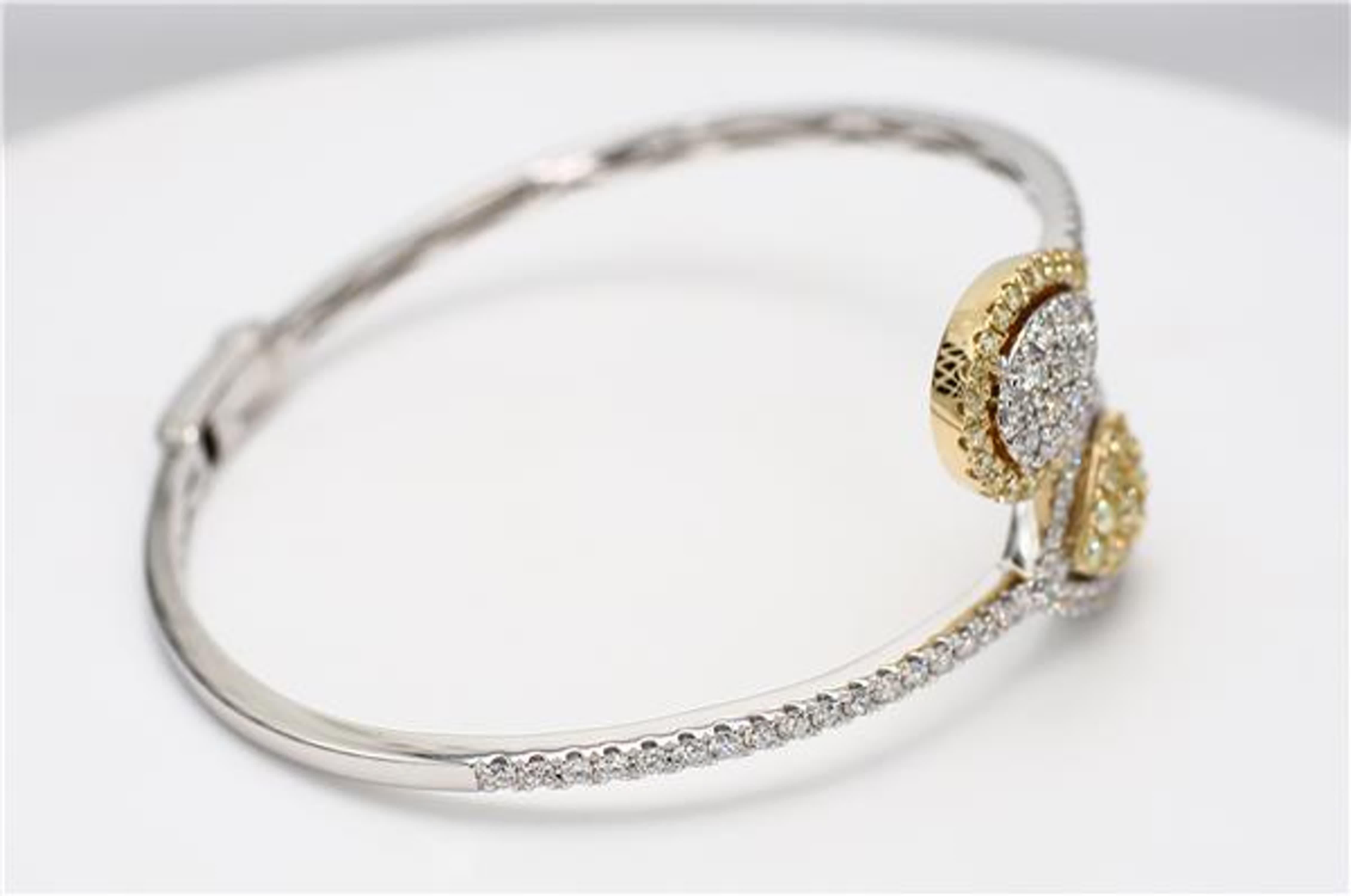 Natural Yellow Round and White Diamond 3.38 Carat TW Gold Cuff Bracelet In New Condition In New York, NY