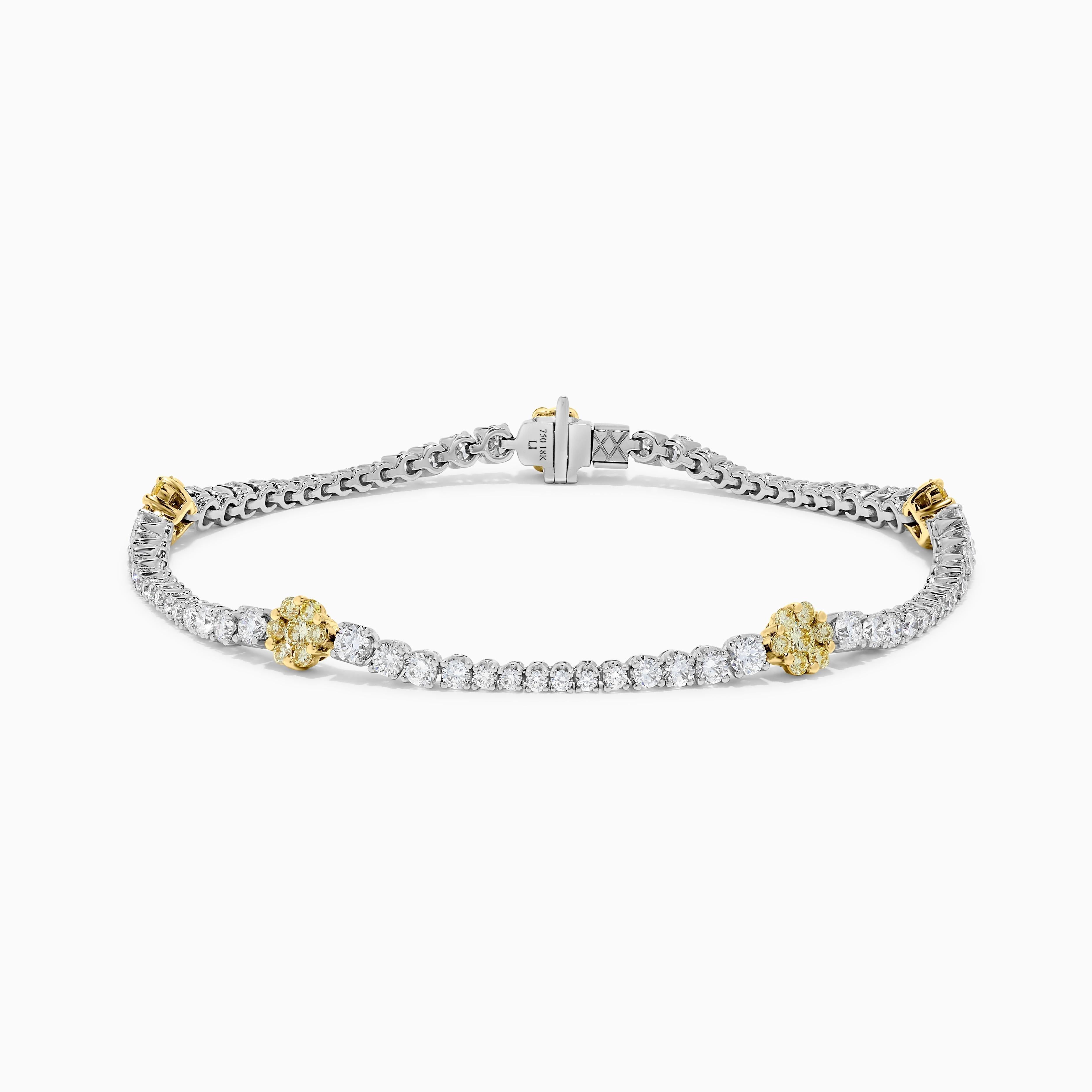Pulsera de oro amarillo natural redondo y diamante blanco de 3.39 quilates TW Contemporáneo en venta