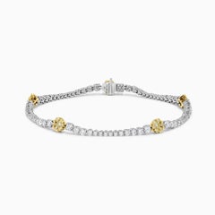 Natural Yellow Round and White Diamond 3.39 Carat TW Gold Bracelet