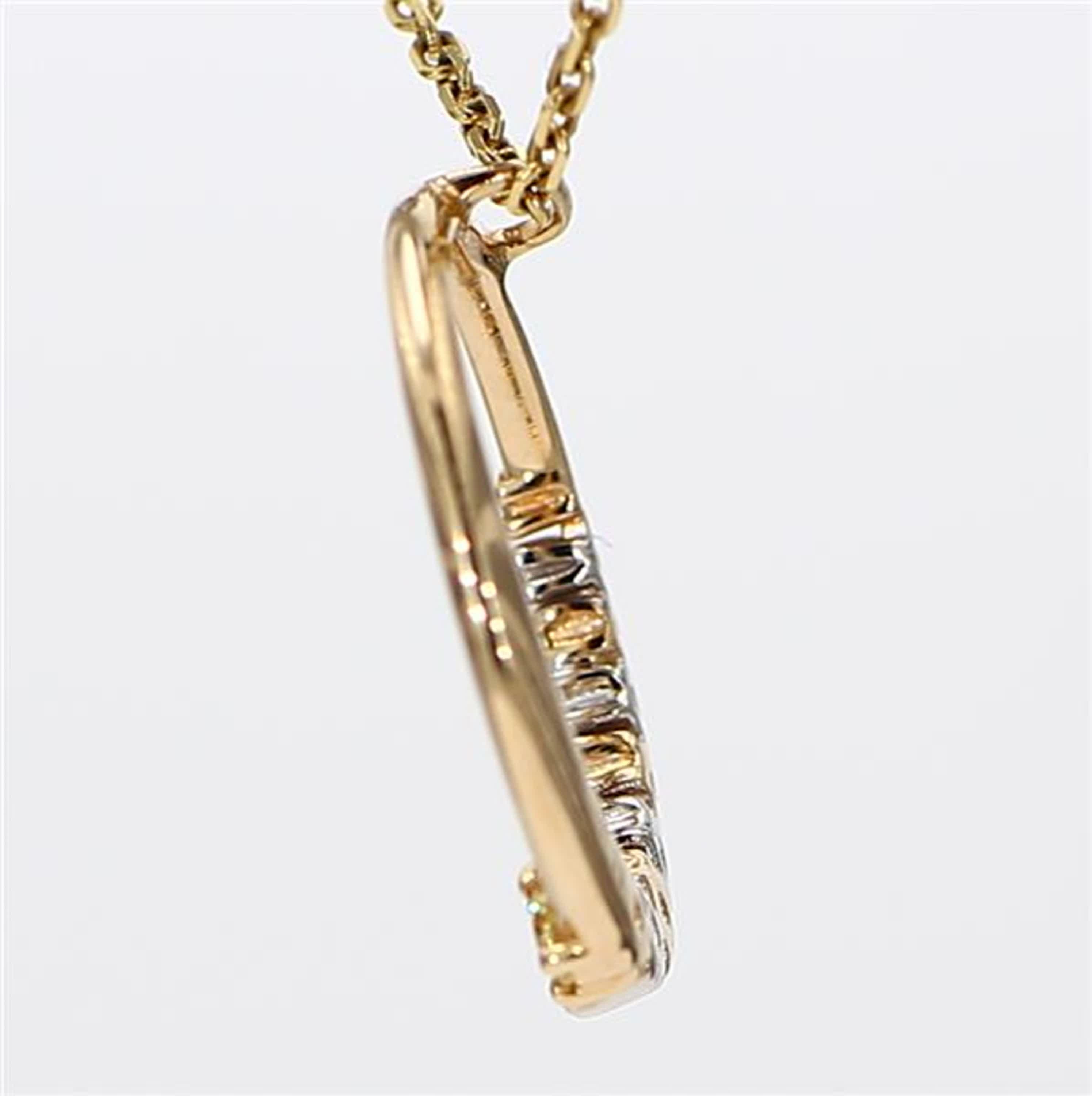 Contemporary Natural Yellow Round and White Diamond .34 Carat TW Gold Circle Pendant For Sale