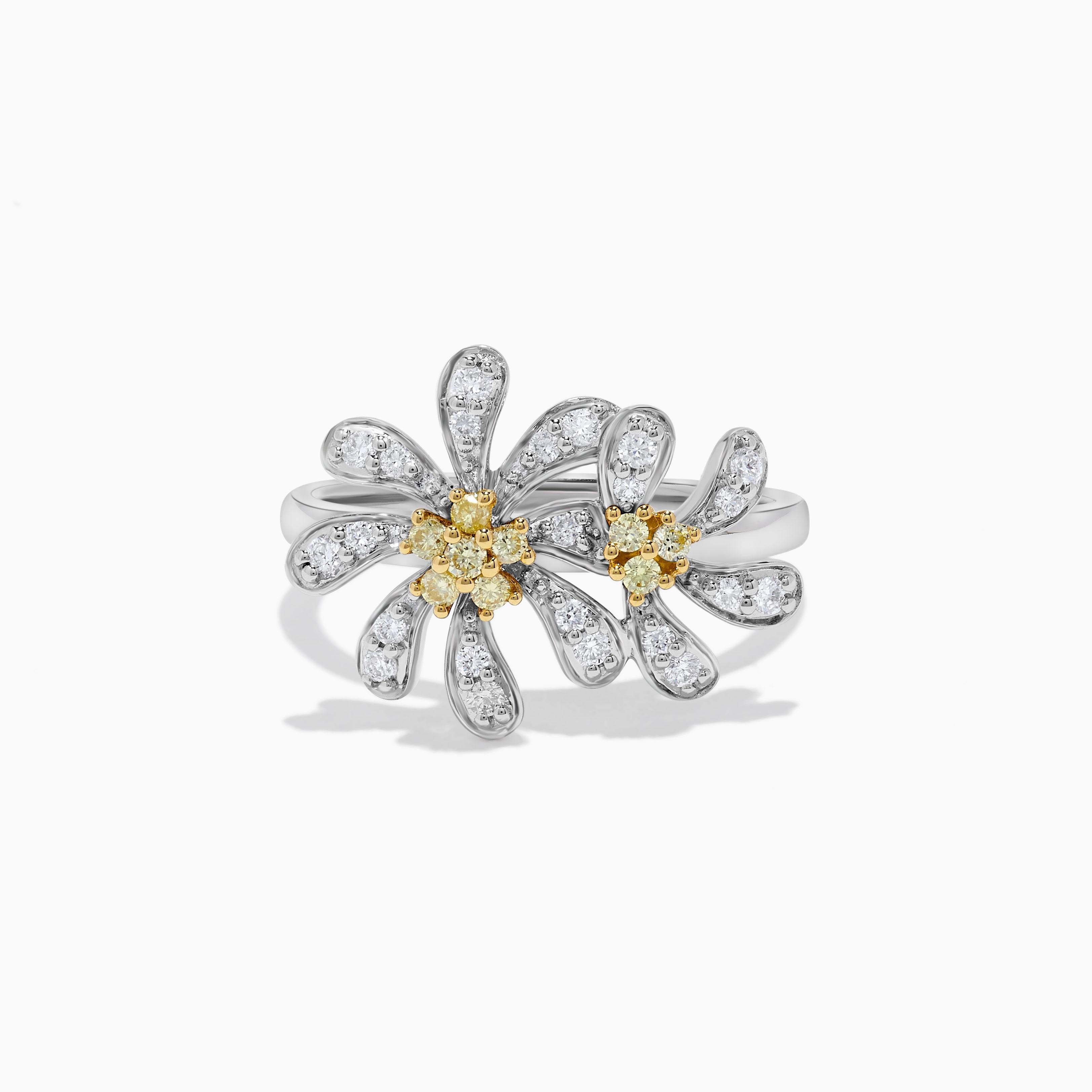 Anillo de cóctel de oro amarillo natural redondo y diamante blanco de 35 quilates TW Contemporáneo en venta