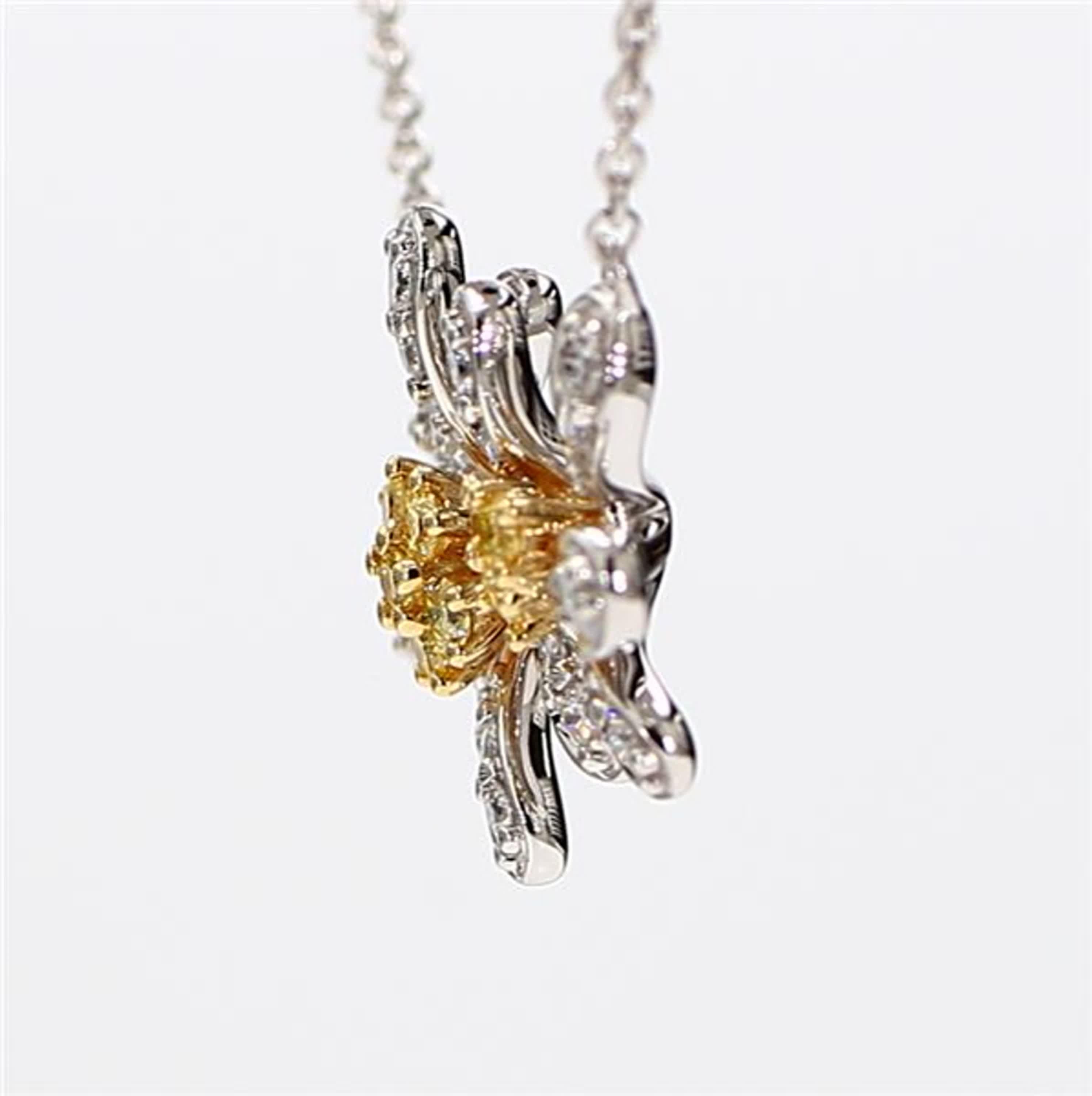 Contemporary Natural Yellow Round and White Diamond .35 Carat TW Gold Drop Pendant For Sale