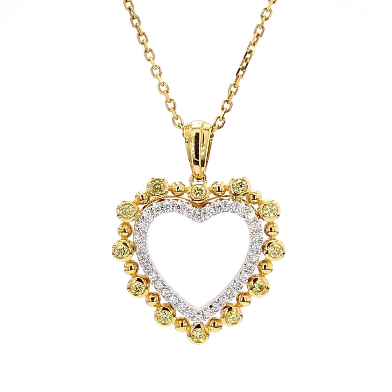 Contemporaneo Ciondolo a goccia in oro con diamante giallo naturale e bianco da .35 carati TW in vendita