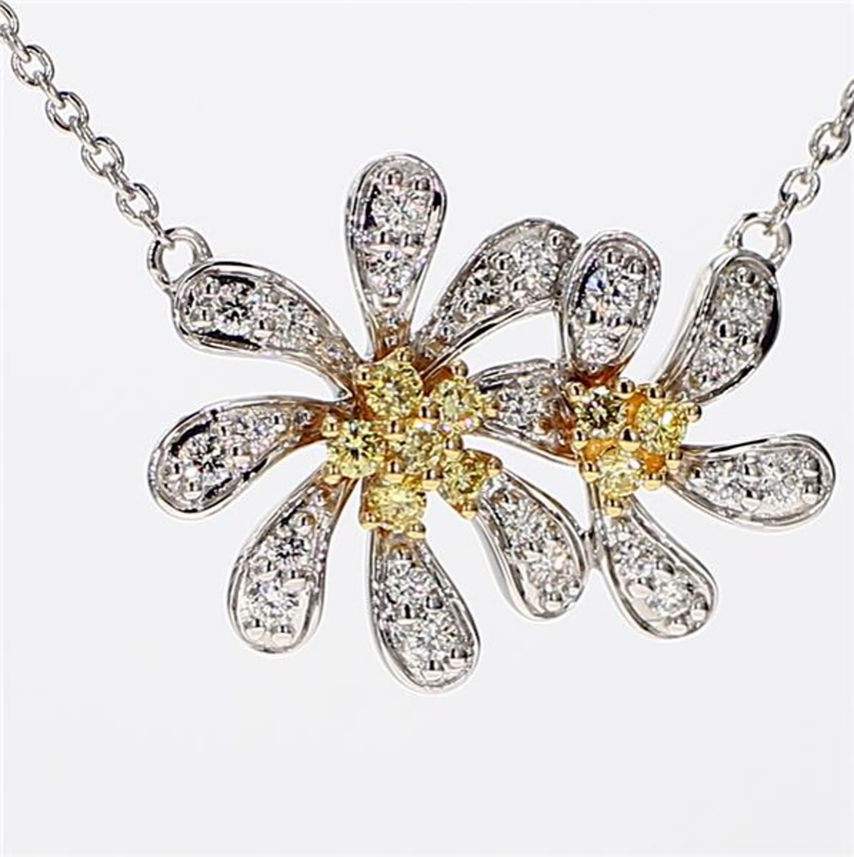 Natural Yellow Round and White Diamond .35 Carat TW Gold Drop Pendant For Sale 1