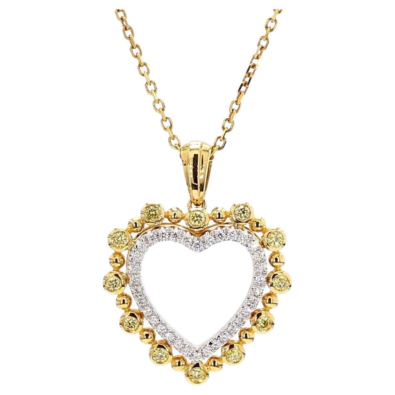 Ciondolo a goccia in oro con diamante giallo naturale e bianco da .35 carati TW in vendita