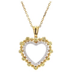 Ciondolo a goccia in oro con diamante giallo naturale e bianco da .35 carati TW