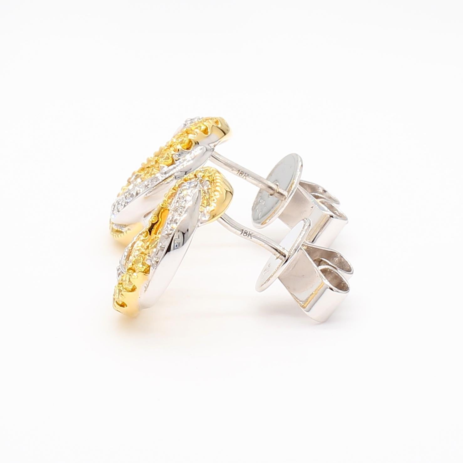 Boucles d'oreilles en or avec diamants blancs et ronds de couleur naturelle jaune, 0,35 carat TW en vente 1