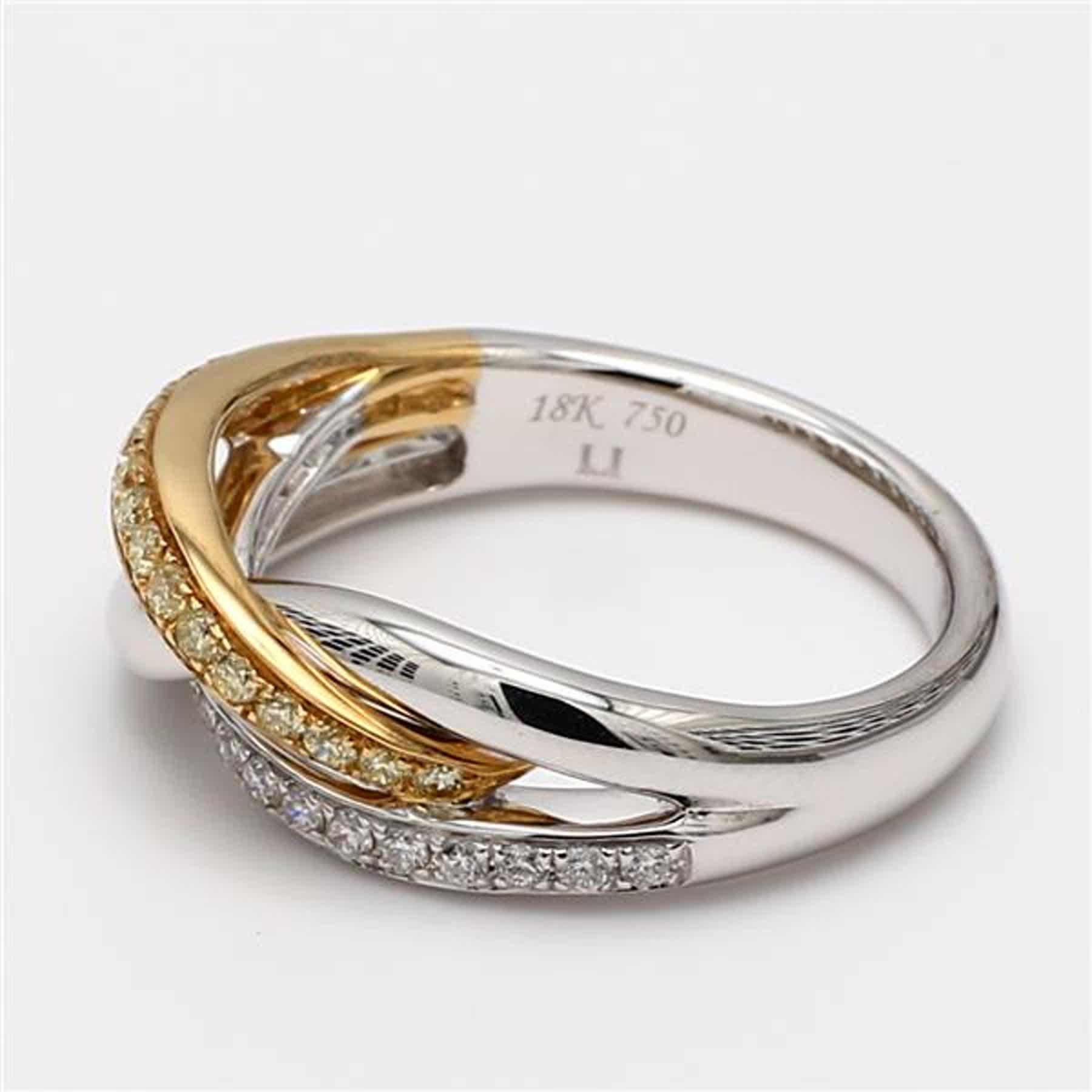 Contemporary Natural Yellow Round and White Diamond .37 Carat TW Gold Wedding Band