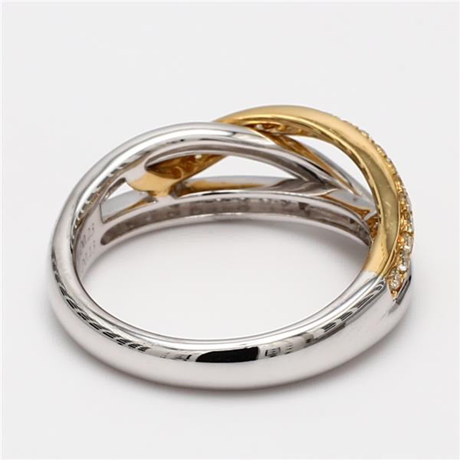 Round Cut Natural Yellow Round and White Diamond .37 Carat TW Gold Wedding Band