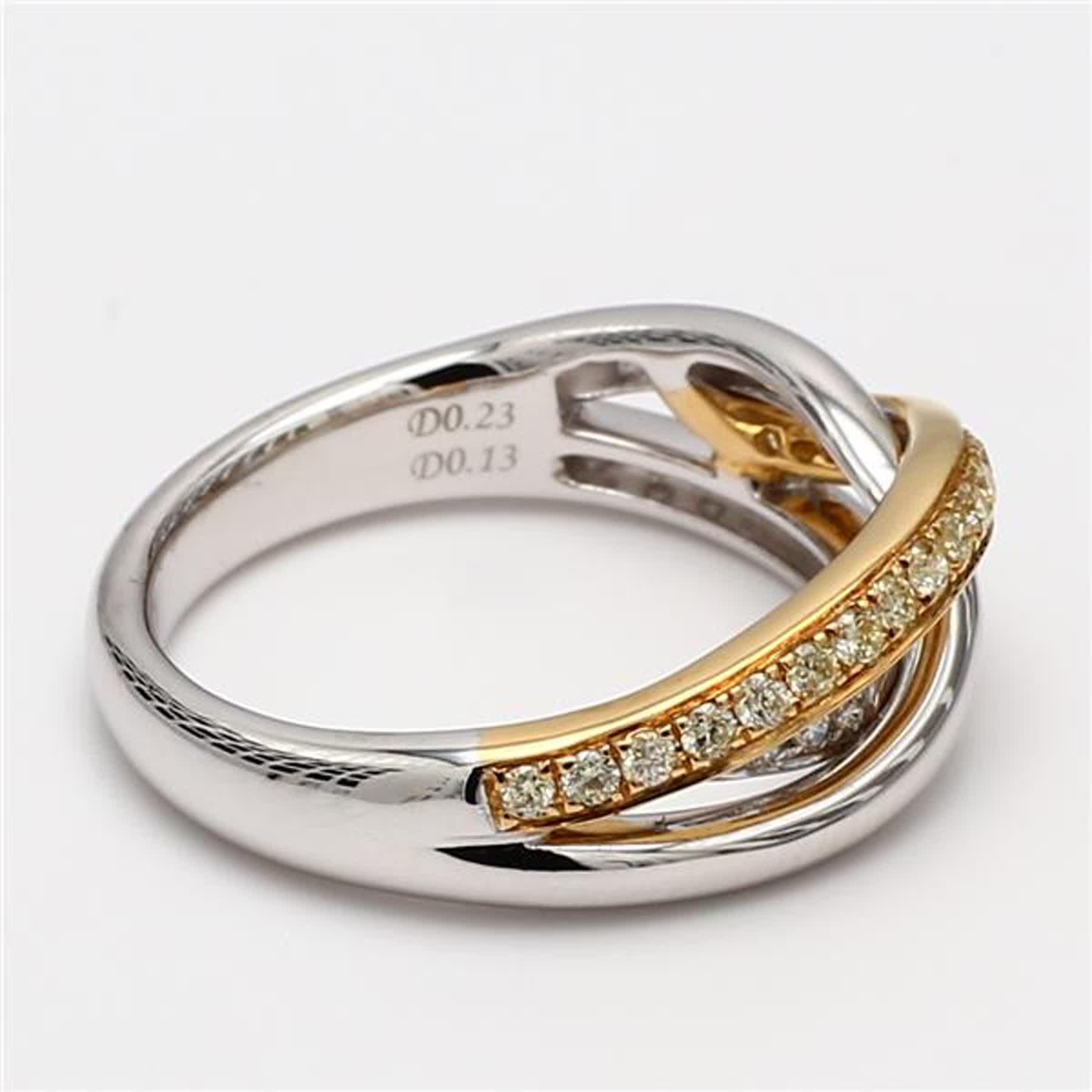 Natural Yellow Round and White Diamond .37 Carat TW Gold Wedding Band In New Condition In New York, NY