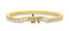 Natural Yellow Round and White Diamond 3.82 Carat TW Gold Bracelet