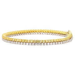 Natural Yellow Round and White Diamond 3.82 Carat TW Gold Bracelet