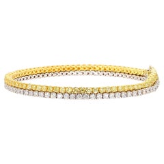 Natural Yellow Round and White Diamond 3.89 Carat TW Gold Bracelet