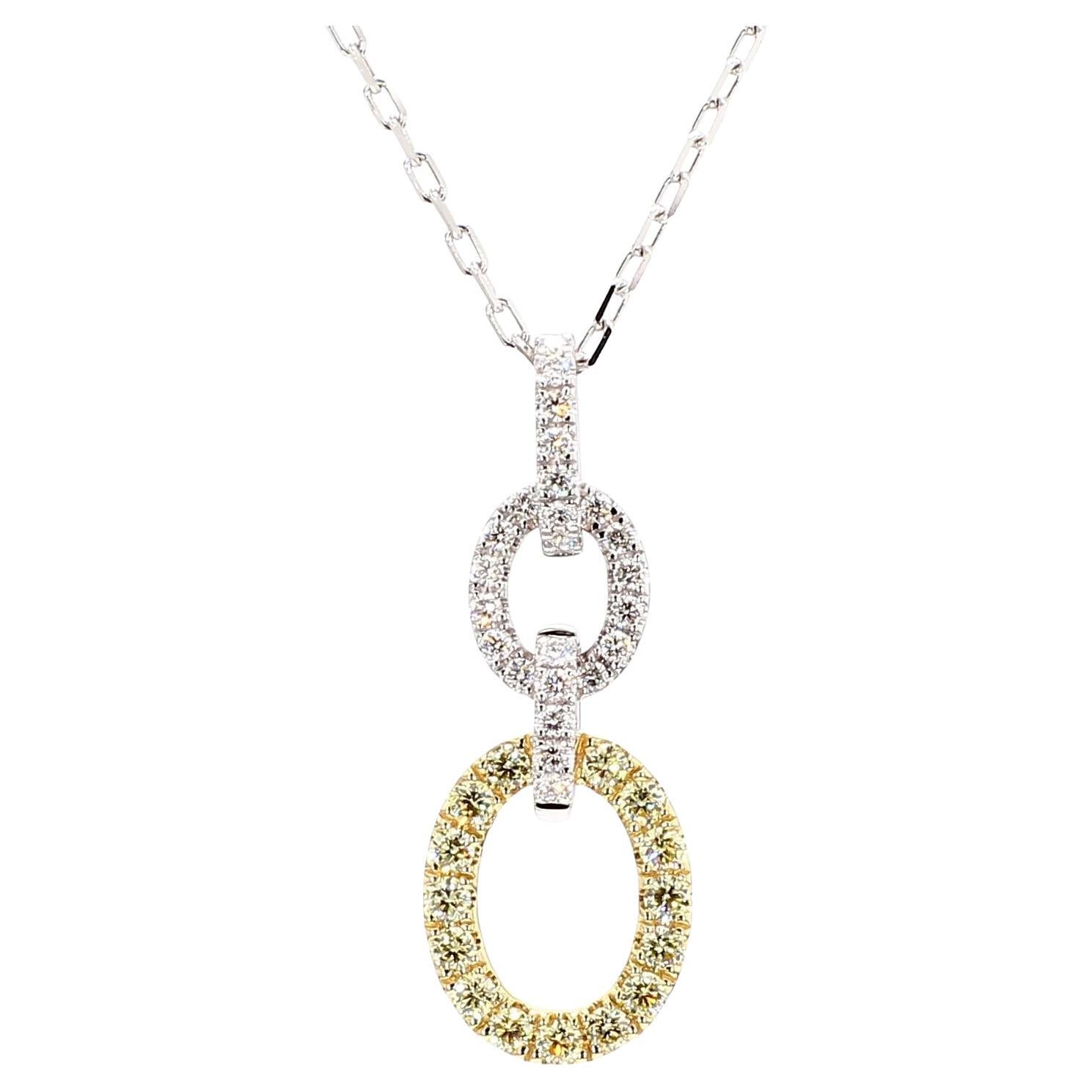 Pendentif en or avec diamant rond jaune naturel et diamant blanc de 39 carat TW