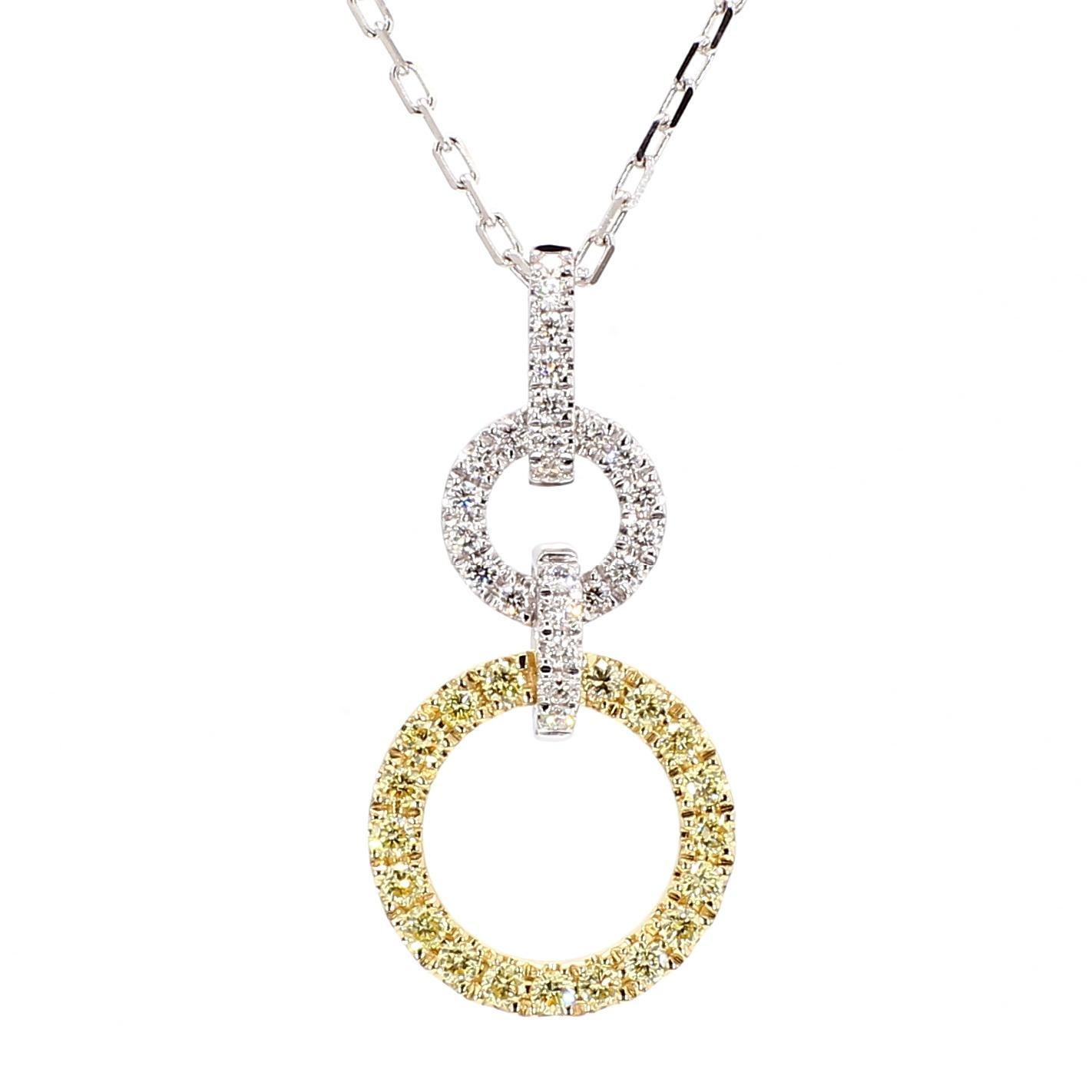 Contemporain Pendentif en or avec diamant rond jaune naturel et diamant blanc de 40 carat TW en vente