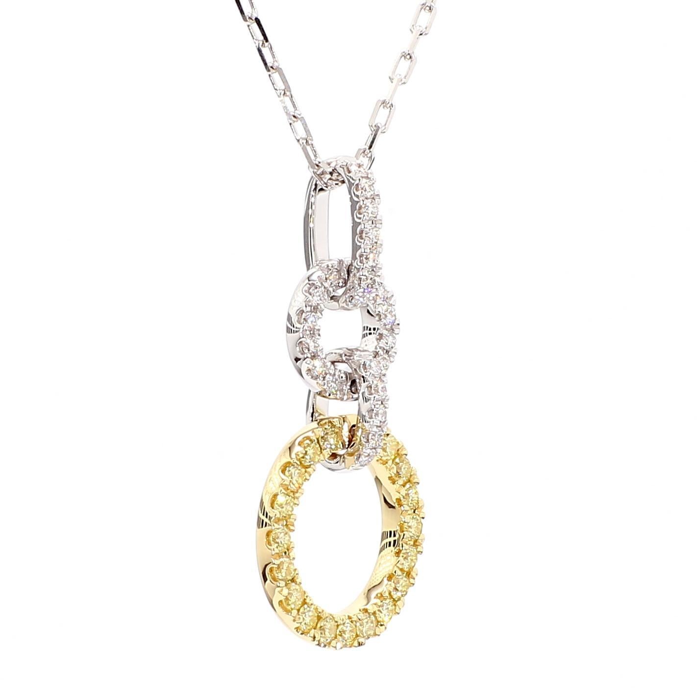Taille ronde Pendentif en or avec diamant rond jaune naturel et diamant blanc de 40 carat TW en vente
