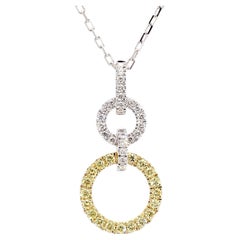 Natural Yellow Round and White Diamond .40 Carat TW Gold Drop Pendant